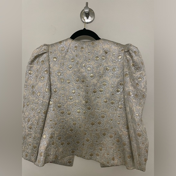 NWT TRINA TURK Lined Shiny Blazer metallic daisy jacquard Style 17R401 - Picture 9 of 12